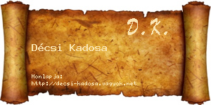 Décsi Kadosa névjegykártya